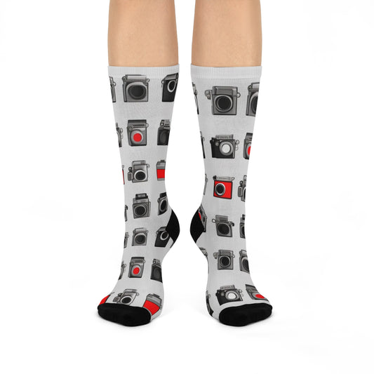 Old-fashioned Cameras Cushioned Crew Socks