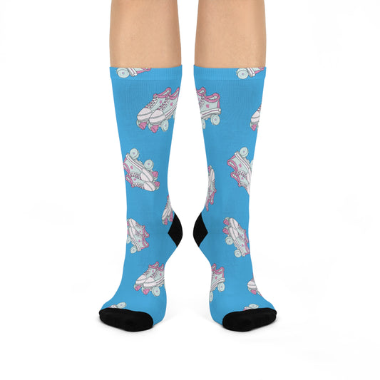 Old School Roller Skate Print Cushioned Crew Socks