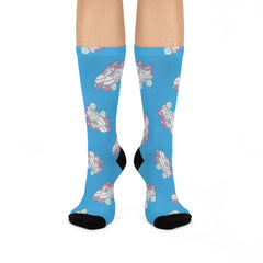 Old School Roller Skate Print Cushioned Crew Socks