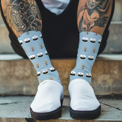 Nautical Cushioned Crew Socks Captain Hat Anchor Gift