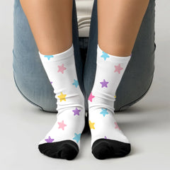 Pastel Star Crew Socks: Unisex Dreamer Gift