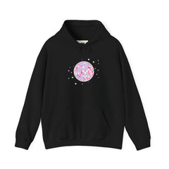 Pink Disco Ball Hoodie — Retro Glitter Party Sweatshirt