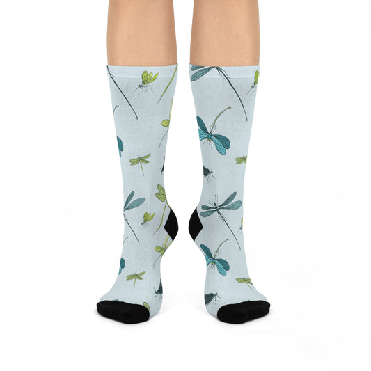 Spring Dragonfly Print Cushioned Crew Socks – Nature Comfort