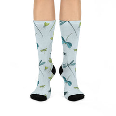 Spring Dragonfly Print Cushioned Crew Socks – Nature Comfort