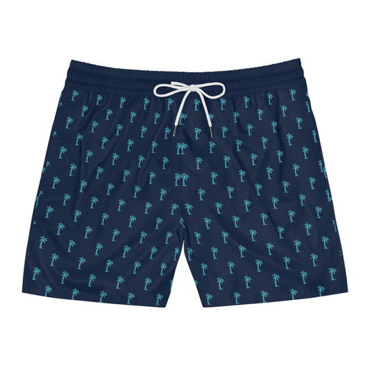 Men's Swim Shorts with Palm Tree Pattern | Lightweight Mid-Length Swim Trunks