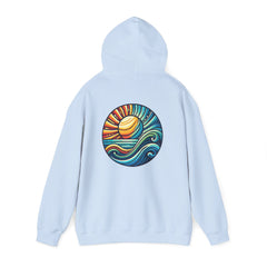 Retro Sun & Wave Hoodie – Coastal Surf Style Unisex Sweatshirt