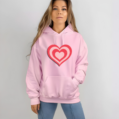 Retro Heart Hoodie in Pink and Red Unisex Heavy Blend™ Hooded Sweatshirt