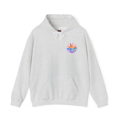 Oversized Pink Beach Hoodie – Sunset Graphic, Unisex Cozy Pullover