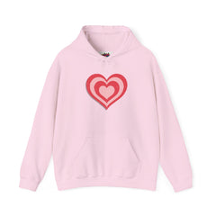 Retro Heart Hoodie in Pink and Red Unisex Heavy Blend™ Hooded Sweatshirt