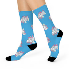 Old School Roller Skate Print Cushioned Crew Socks