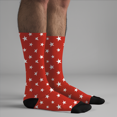 Red Star Crew Socks | Fun Pattern Unisex Socks Gift