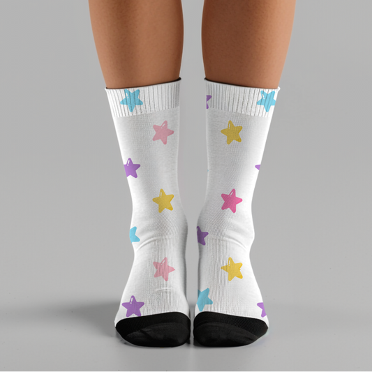 Pastel Star Crew Socks: Unisex Dreamer Gift