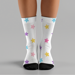 Pastel Star Crew Socks: Unisex Dreamer Gift