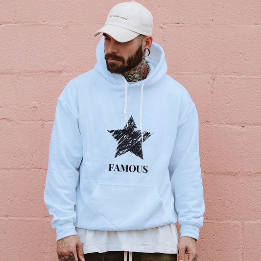 Light Blue Retro Star Hoodie – Self-Love Unisex Graphic Sweatshirt