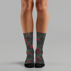 Cherry & Rose Valentine's Day Socks: Romantic Couple's Gift