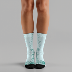 Summer Ocean Lover Crew Socks - Fish & Bubbles Design