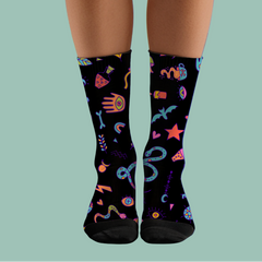 Neon Gothic Socks: Snakes, Stars, and Symbols - Hollywood Betty Collection