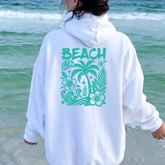 Model wearing white beach vibes hoodie