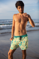 Men's Mid-Length Swim Shorts with Starfish Print Swim Trunks for Men