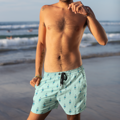 Surfboard Print Men's Mid-Length Swim Shorts (AOP)