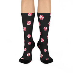 Peppermint Candy Cushioned Crew Socks, Christmas Gift, Holiday Stocking Stuffer, Festive Winter Apparel, Unisex Footwear