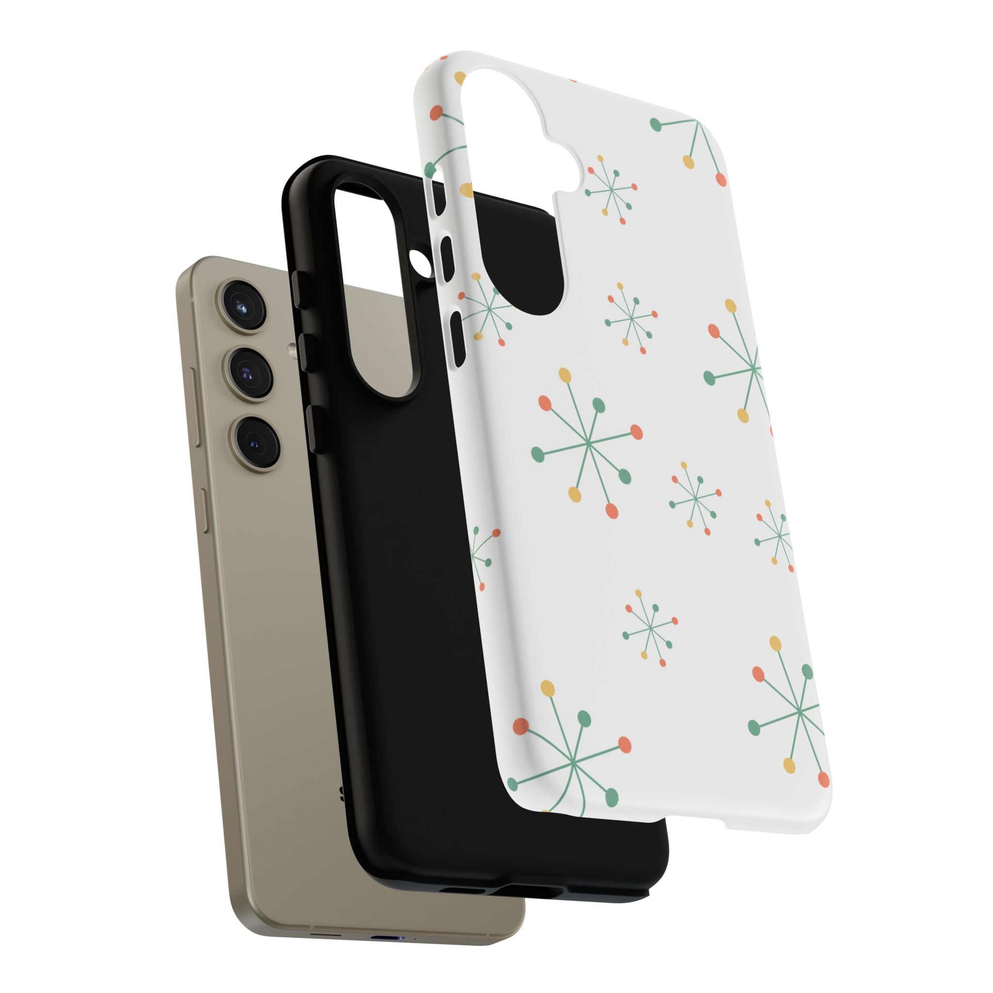 Mid-Century Modern Phone Case for iPhone, Samsung Galaxy, Google Pixel Retro Atomic Starburst Design, Durable Protection, Vintage Style
