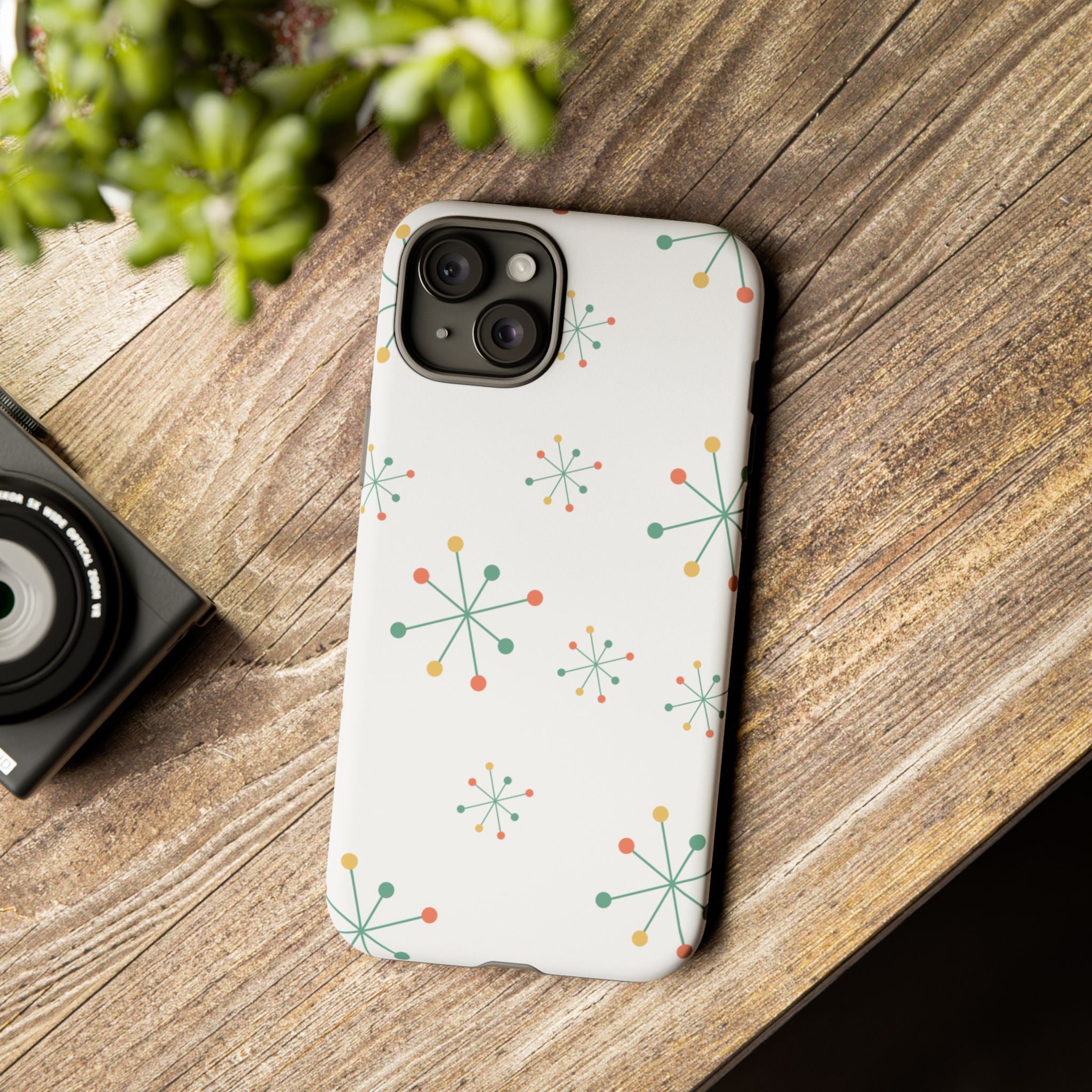 Mid-Century Modern Phone Case for iPhone, Samsung Galaxy, Google Pixel Retro Atomic Starburst Design, Durable Protection, Vintage Style