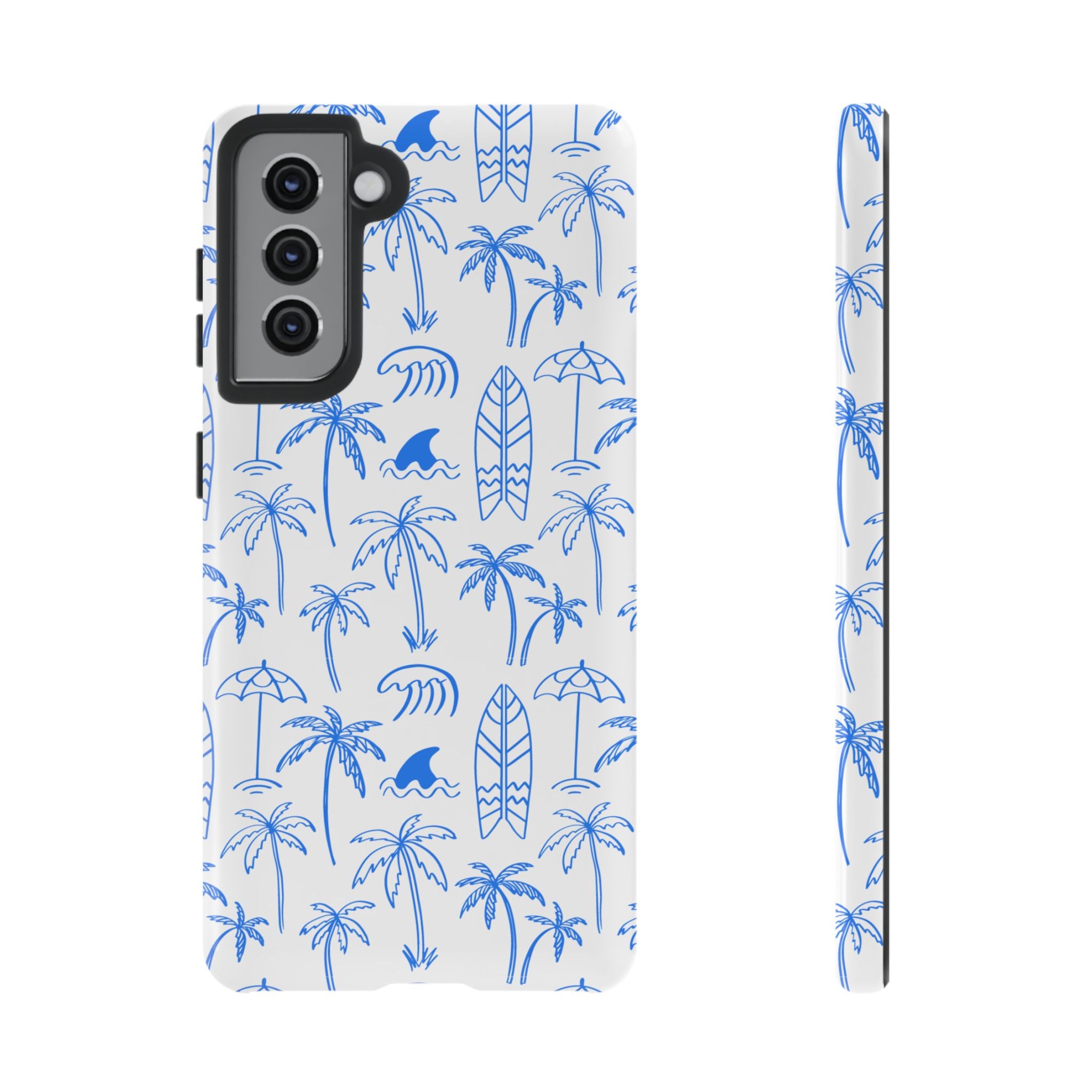 Tropical Beach Phone Case for iPhone, Samsung Galaxy, Google Pixel Palm Trees and Surfboards Design, Coastal Style, Durable Protection