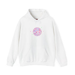 Pink Disco Ball Hoodie — Retro Glitter Party Sweatshirt