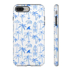 Tropical Beach Phone Case for iPhone, Samsung Galaxy, Google Pixel Palm Trees and Surfboards Design, Coastal Style, Durable Protection
