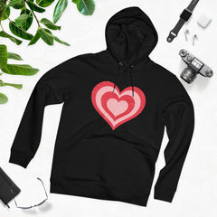 Retro Heart Hoodie in Pink and Red Unisex Cruiser Hoodie