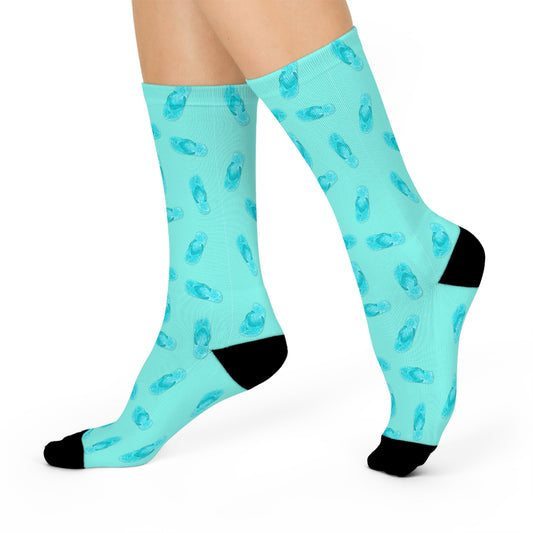 Flip-Flop Blue Crew Socks – Fun Summer One-Size Socks