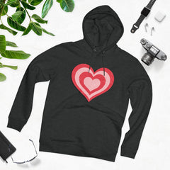 Retro Heart Hoodie in Pink and Red Unisex Cruiser Hoodie