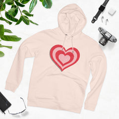 Retro Heart Hoodie in Pink and Red Unisex Cruiser Hoodie