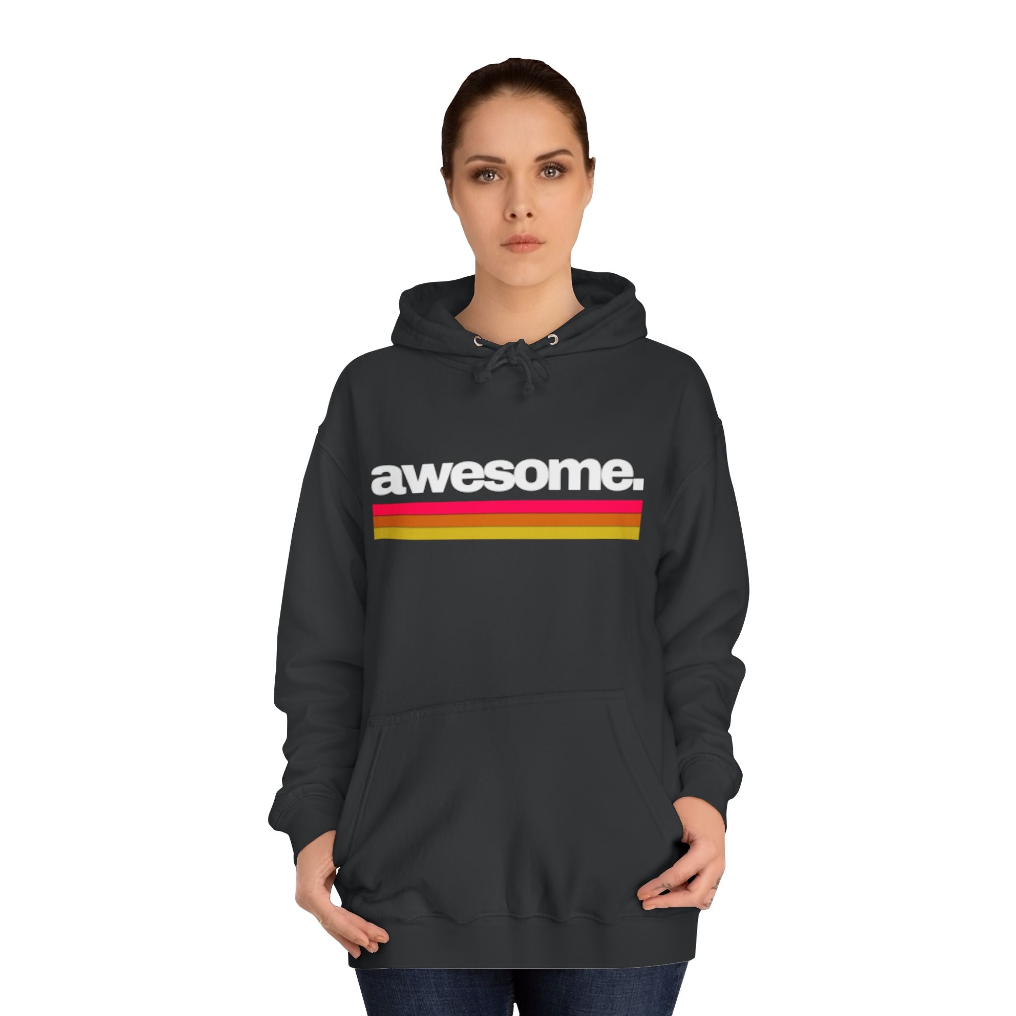 Awesome Retro Stripe Hoodie - Classic Charcoal Comfort Fit with Bold Statement Unisex College Hoodie