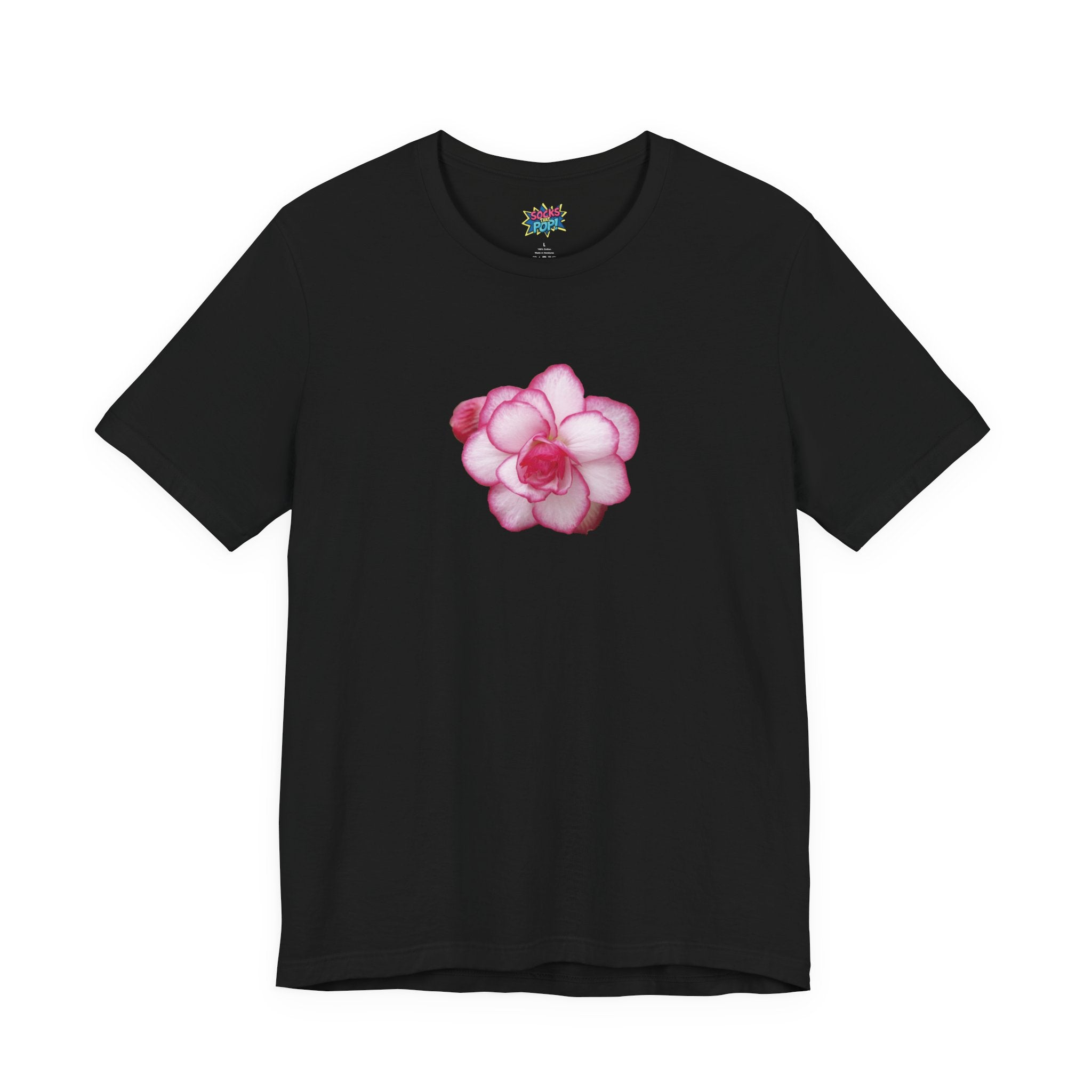 Black Shirt with Pink Flower Design Bella Canvas Unisex T-shirt with Floral SVG