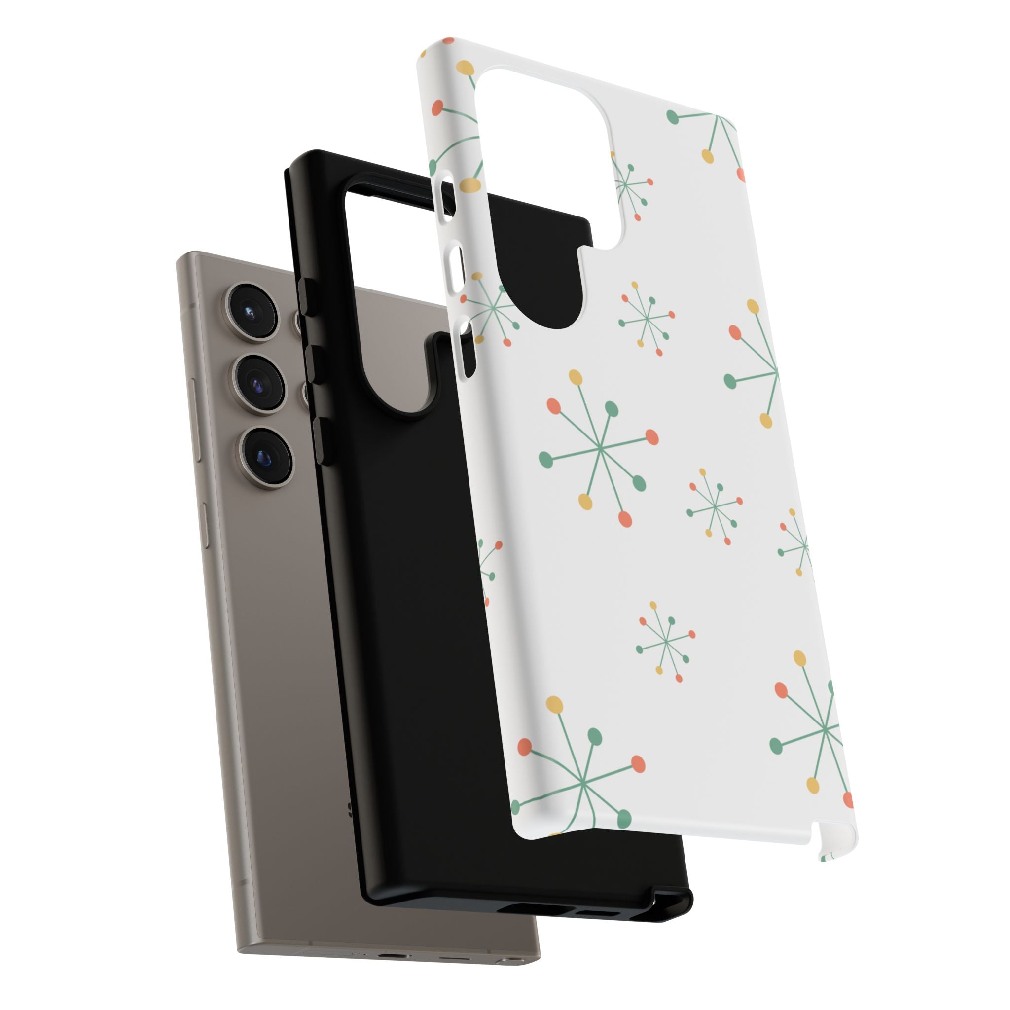 Mid-Century Modern Phone Case for iPhone, Samsung Galaxy, Google Pixel Retro Atomic Starburst Design, Durable Protection, Vintage Style