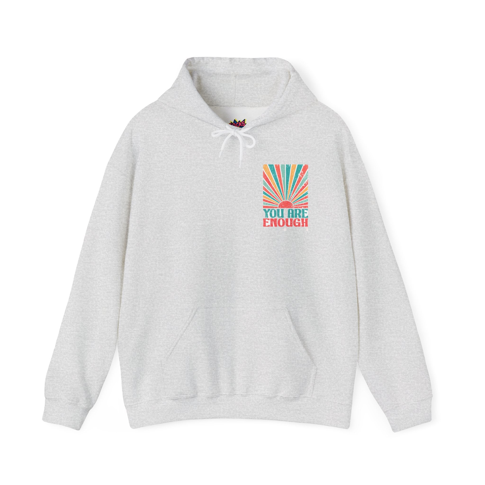 You Are Enough Hoodie – Retro Sunrise Positive Affirmation Sweatshirt