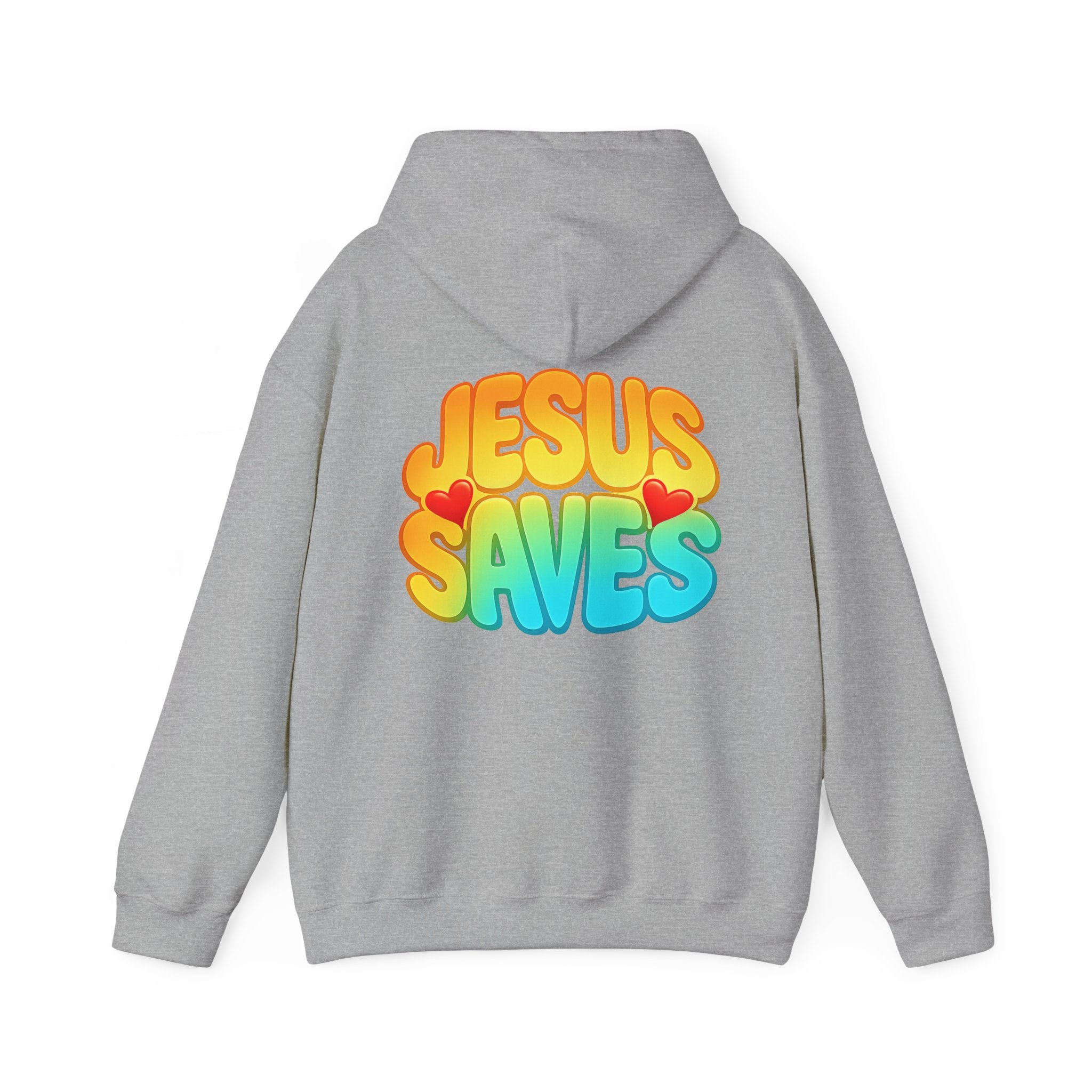 Jesus Saves Hoodie – Colorful Retro Christian Graphic Sweatshirt