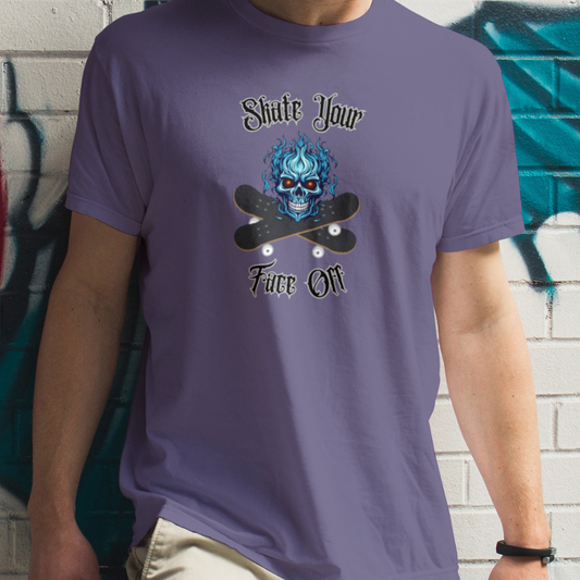Skate T-Shirt Purple – Skull Skateboarder Graphic Tee