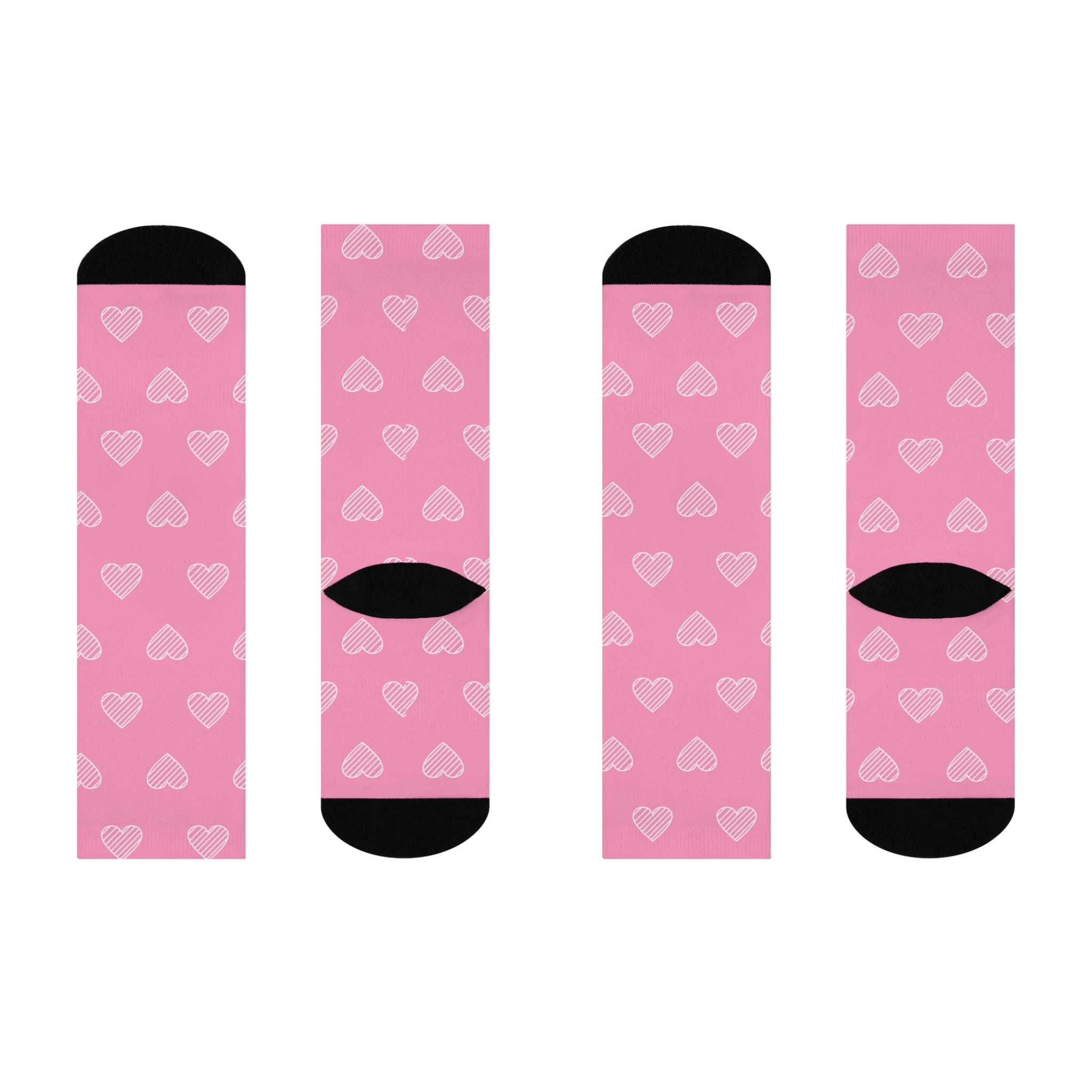 Pink Hearts Cushioned Crew Socks