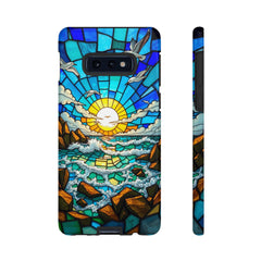 Beach Phone Case Samsung Ocean Sunset Phone Cover Stained Glass Phone Case Seascape Art for Beach Lovers Gift Coastal Vibe Accessory