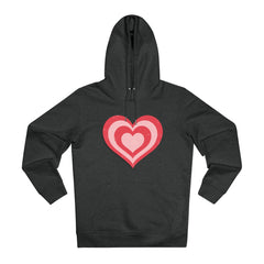 Retro Heart Hoodie in Pink and Red Unisex Cruiser Hoodie