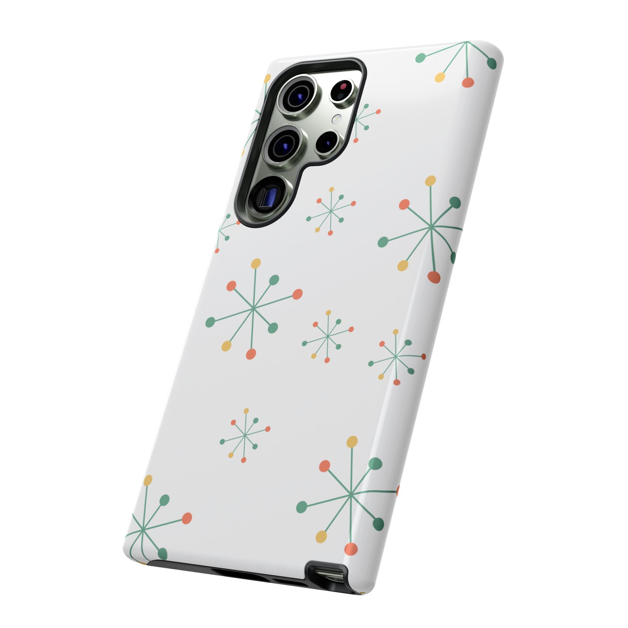 Mid-Century Modern Phone Case for iPhone, Samsung Galaxy, Google Pixel Retro Atomic Starburst Design, Durable Protection, Vintage Style
