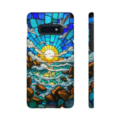 Beach Phone Case Samsung Ocean Sunset Phone Cover Stained Glass Phone Case Seascape Art for Beach Lovers Gift Coastal Vibe Accessory