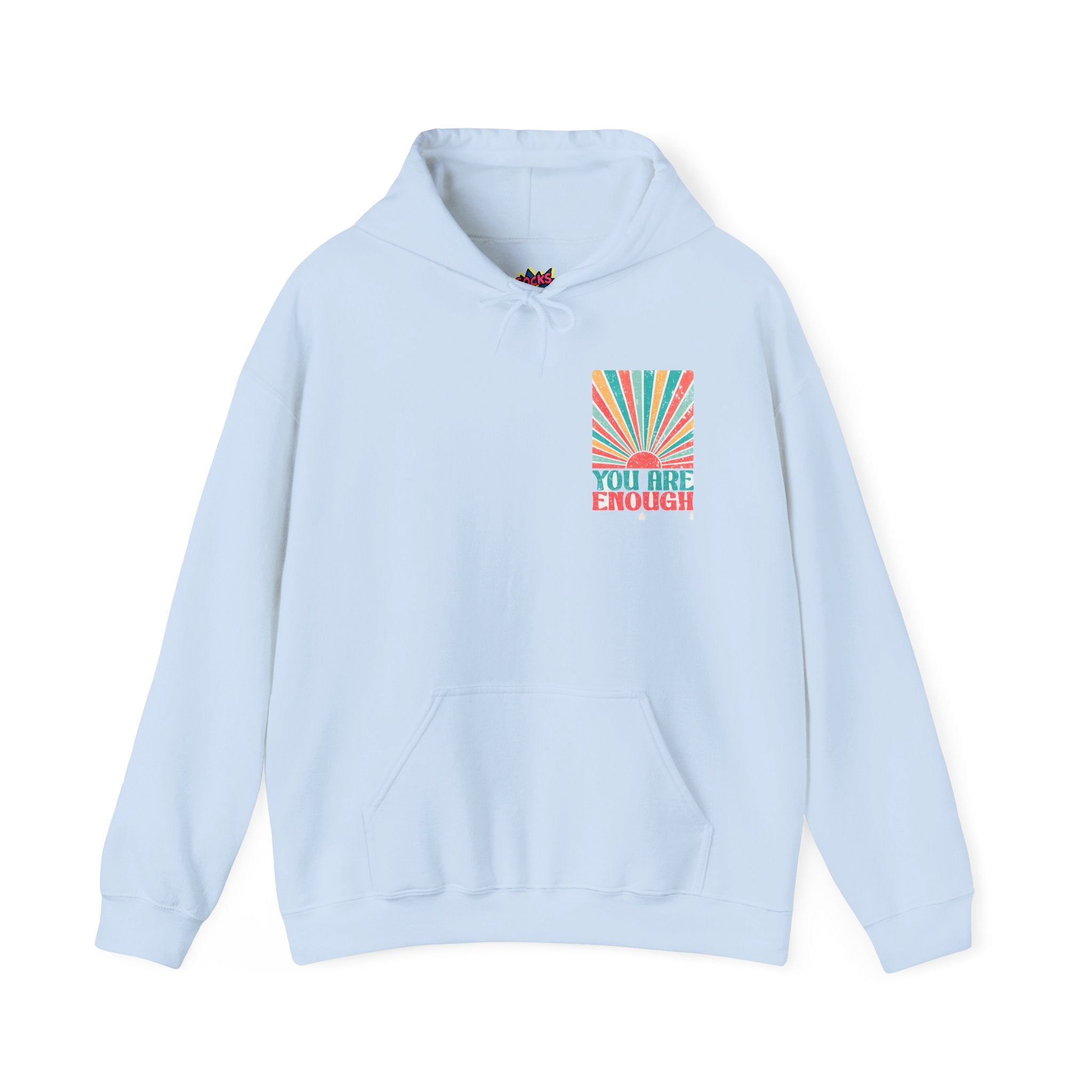 You Are Enough Hoodie – Retro Sunrise Positive Affirmation Sweatshirt