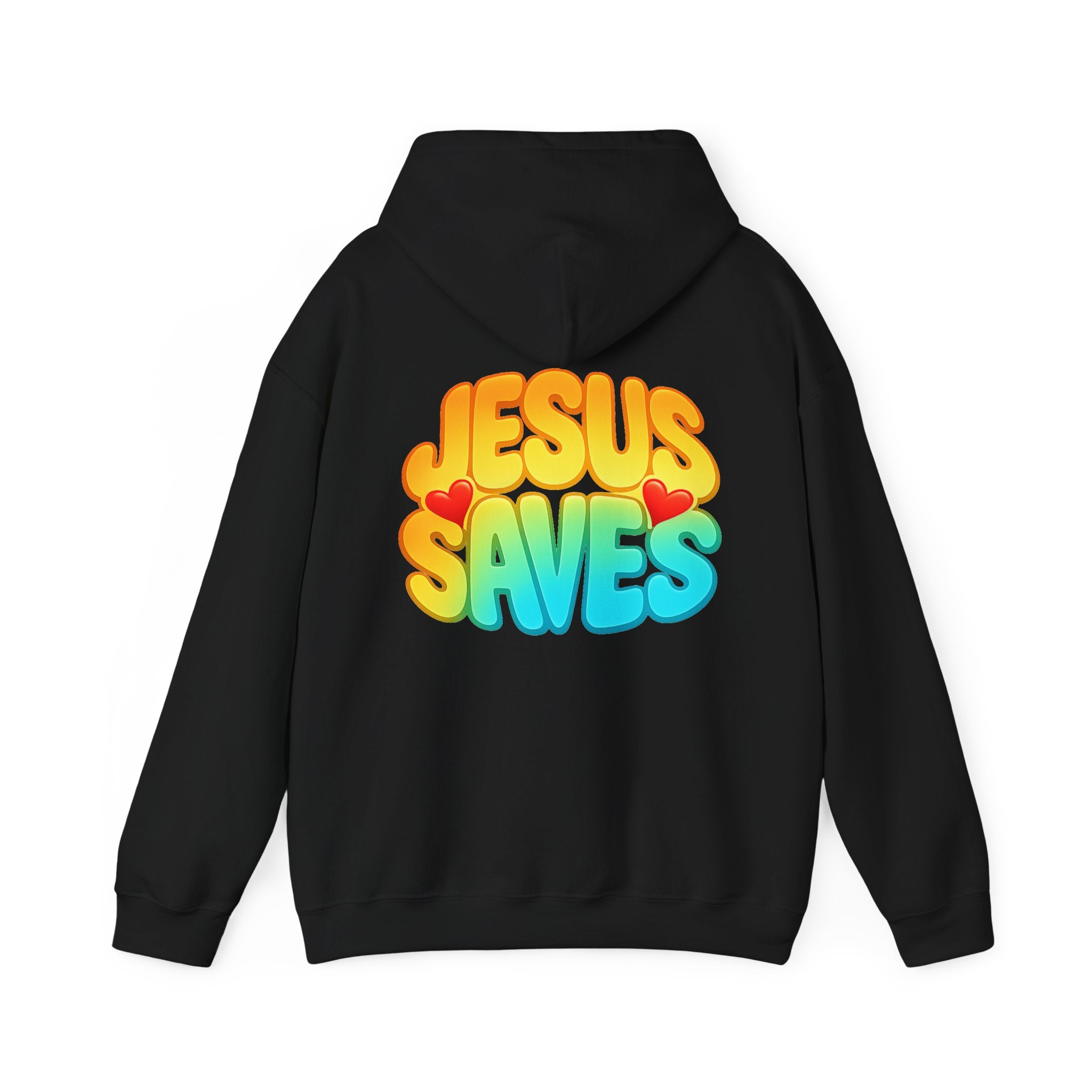 Jesus Saves Hoodie – Colorful Retro Christian Graphic Sweatshirt