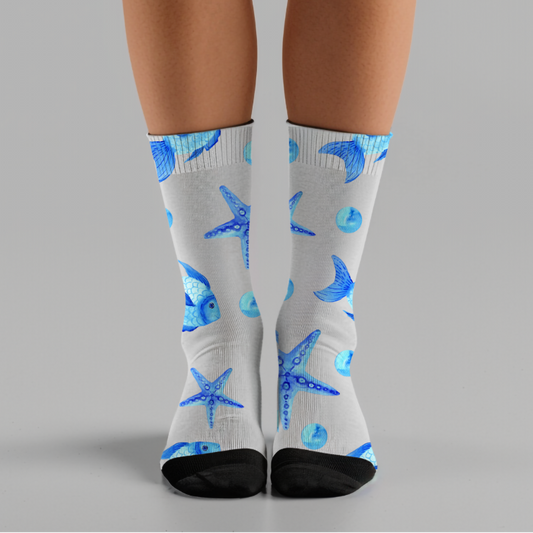 Starfish Cushioned Crew Socks Unisex Soft One-Size Socks