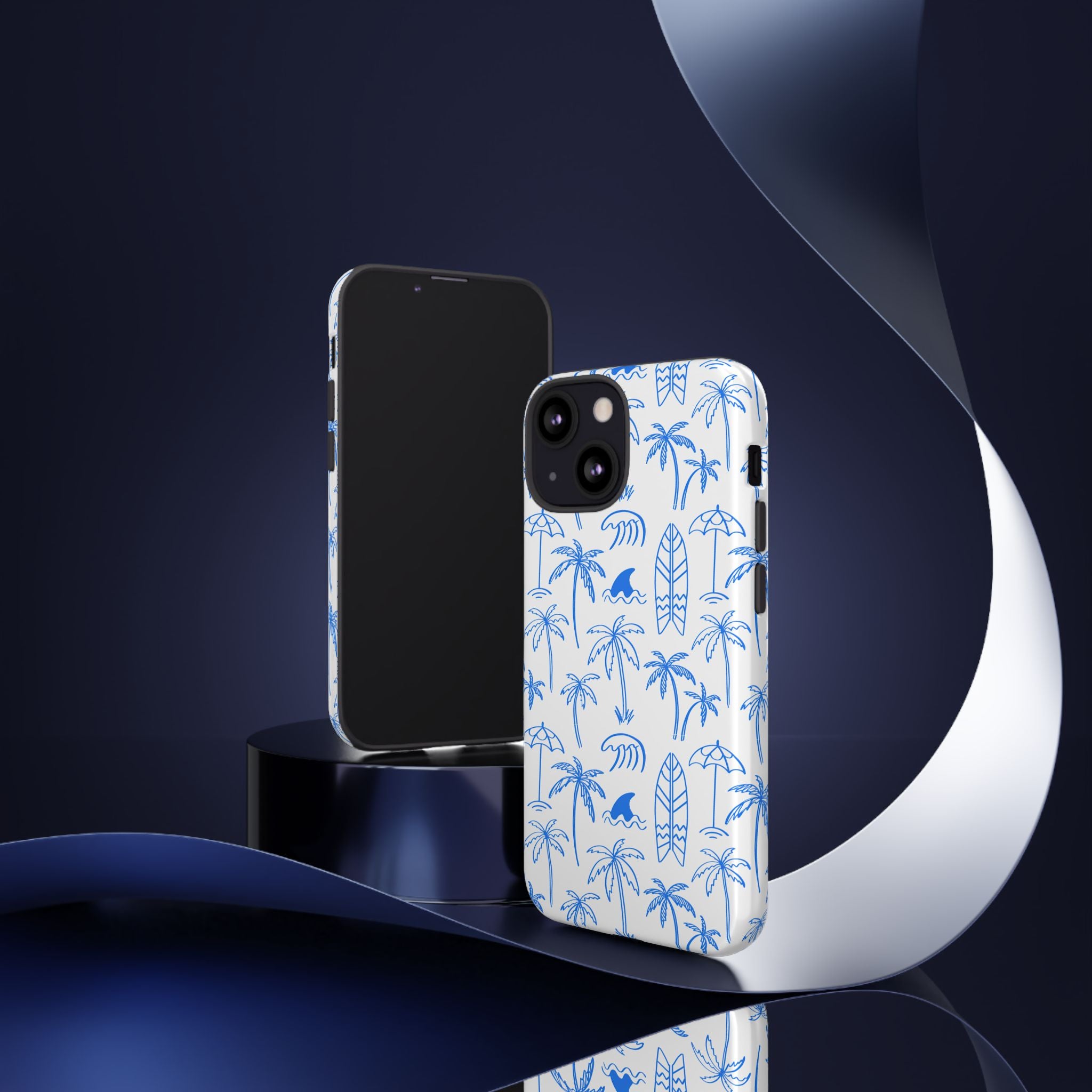 Tropical Beach Phone Case for iPhone, Samsung Galaxy, Google Pixel Palm Trees and Surfboards Design, Coastal Style, Durable Protection