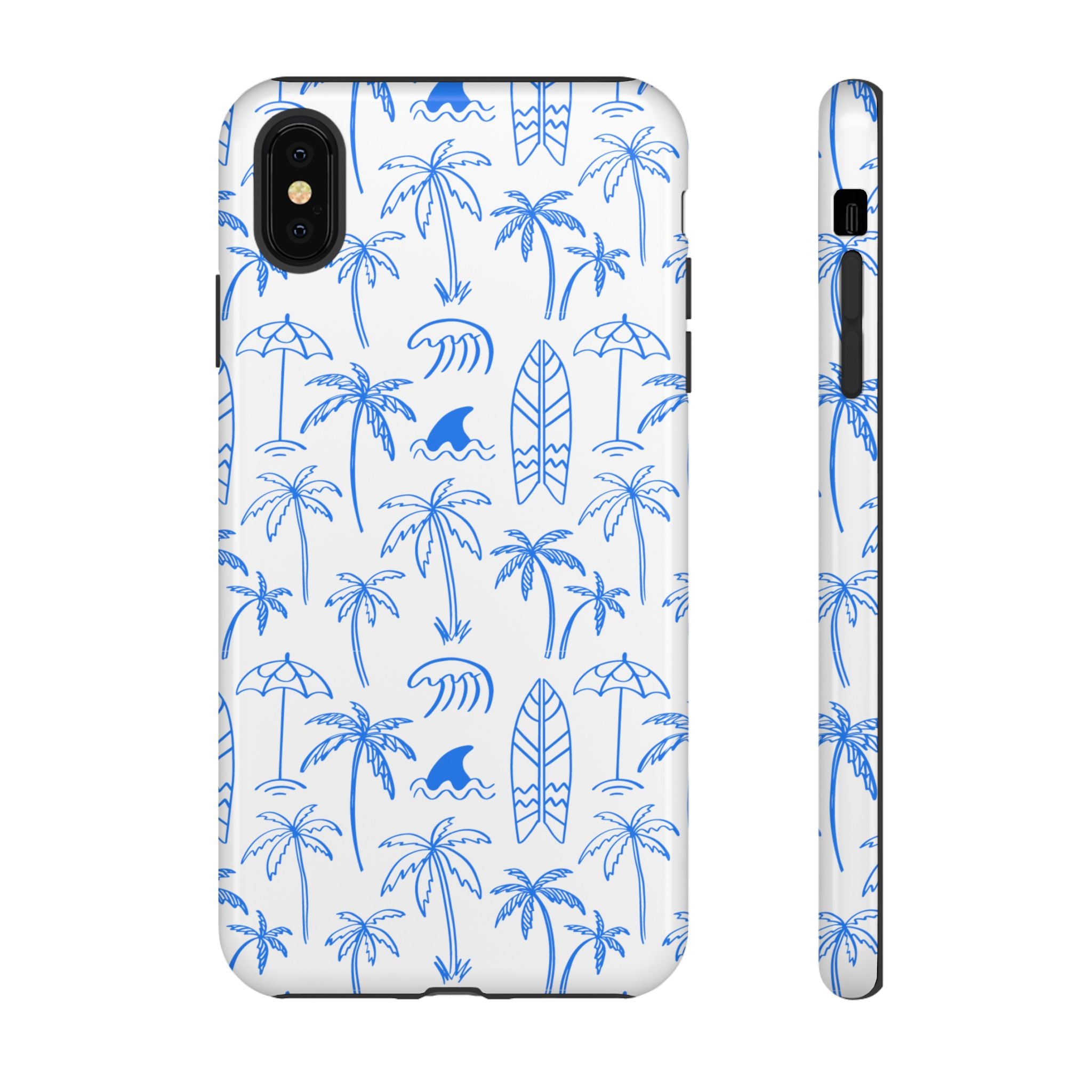 Tropical Beach Phone Case for iPhone, Samsung Galaxy, Google Pixel Palm Trees and Surfboards Design, Coastal Style, Durable Protection
